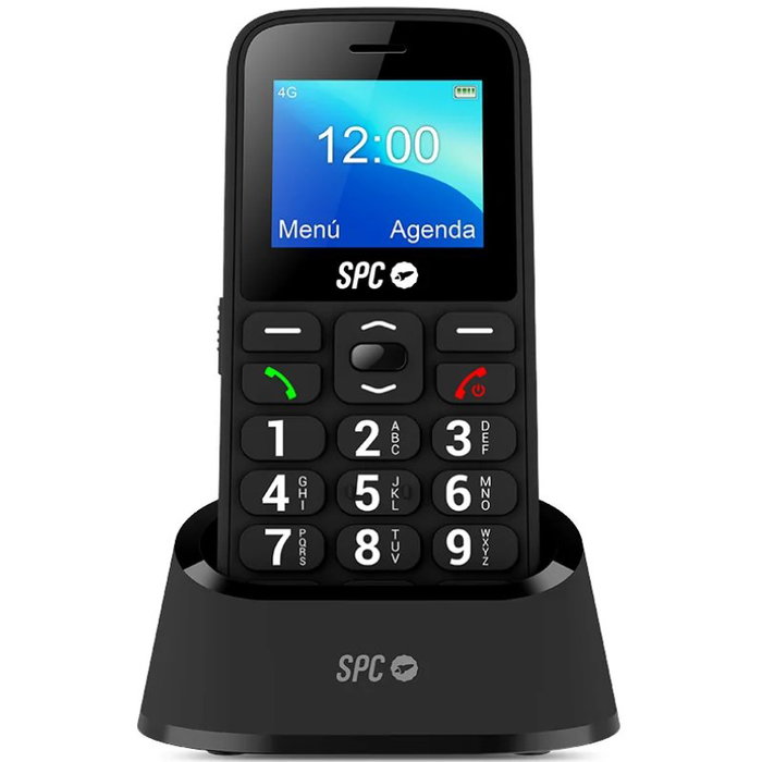SPC Fortune 2 4G - Teléfono móvil senior para personas mayores con botón SOS, cobertura 4G, teclado grande, radio FM y pantalla 1.77", Negro